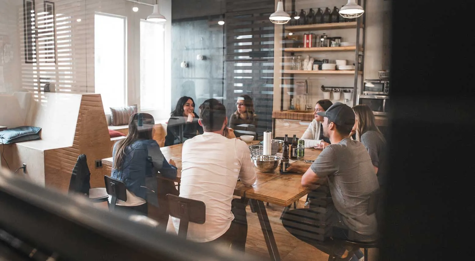 People chatting in an office